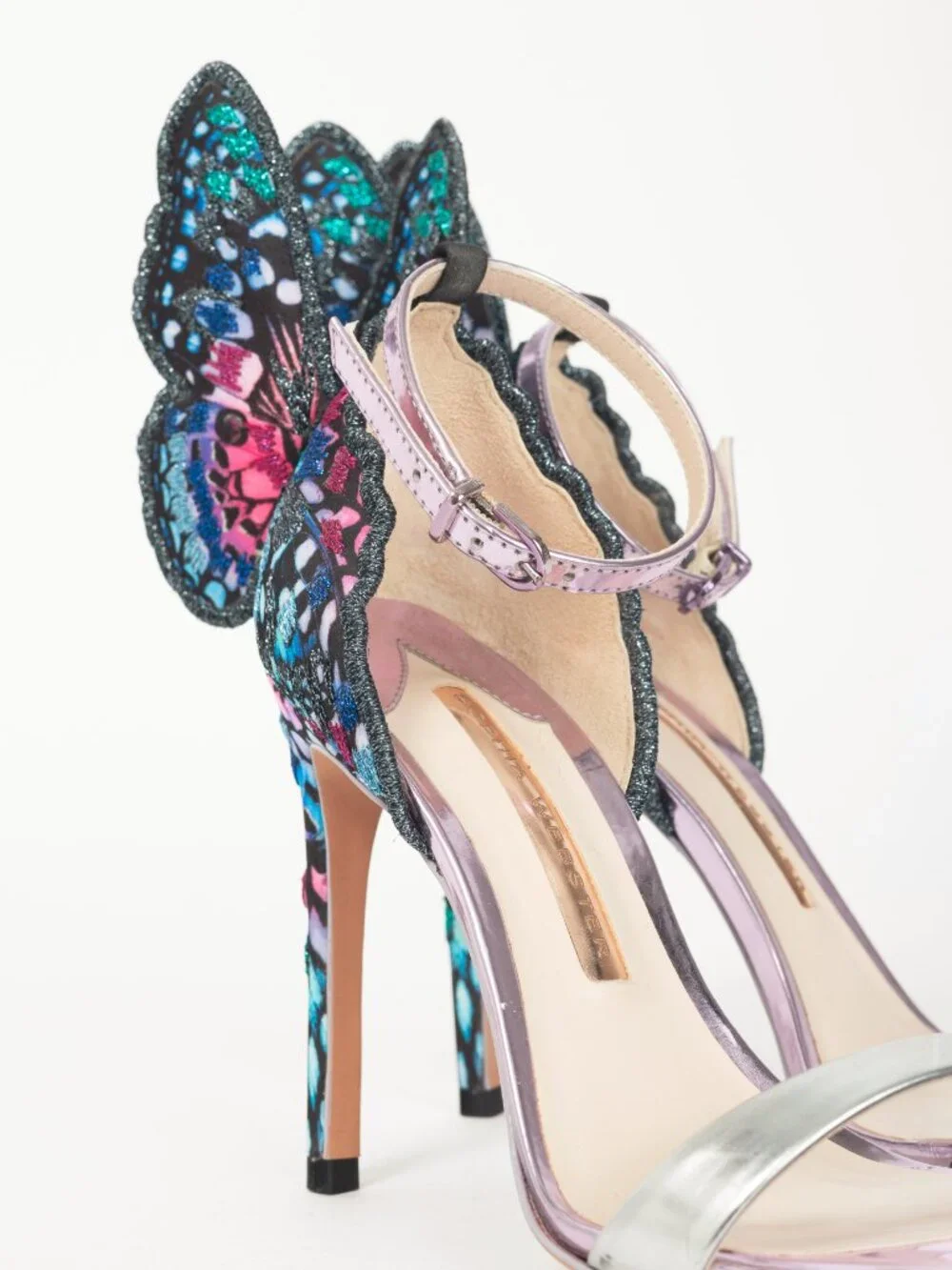 Sophia Webster Chiara Embroidery "Silver & Blue" Butterfly Sandals - Picture 7 of 10